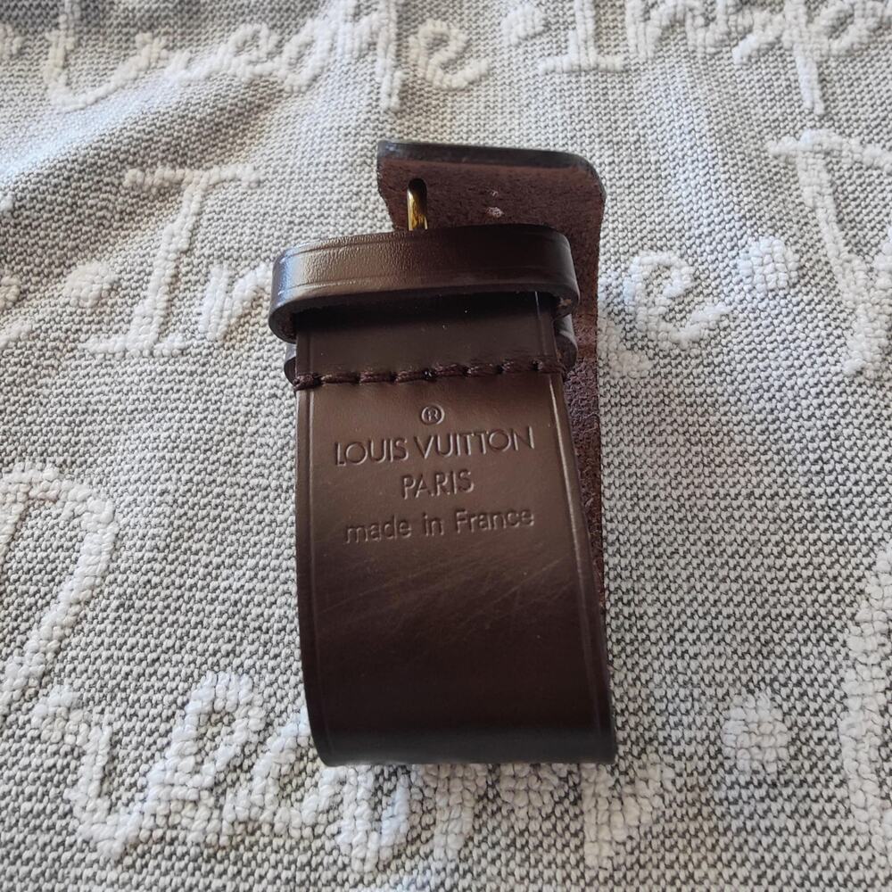 Pre-owned Louis Vuitton Paris Brown Leather Poignet Luggage Handle Holder
